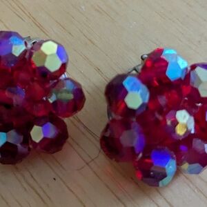 Elegant Red Crystal Cluster Earrings